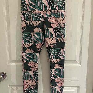 Nike Pink and Green Tropical Print Leggings
